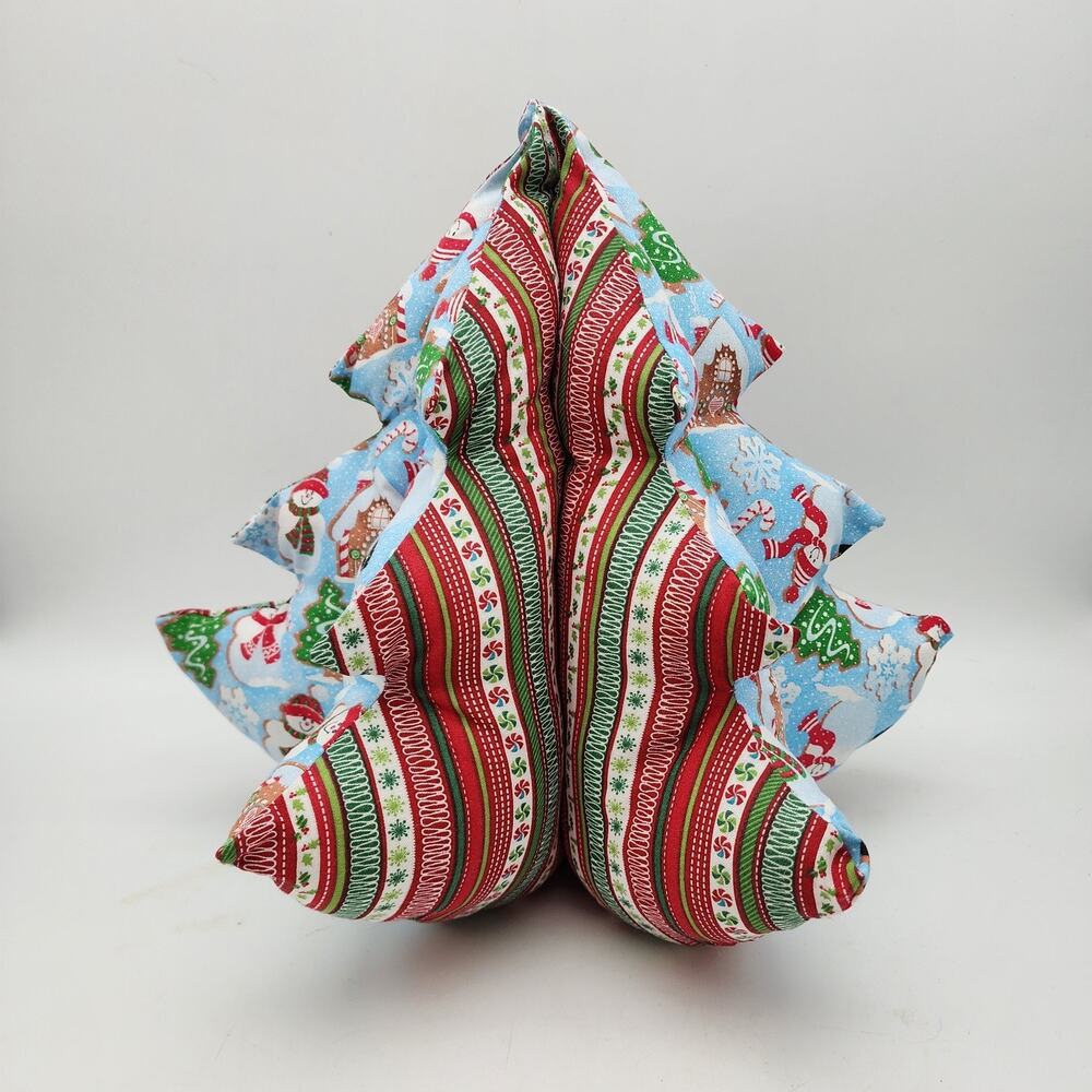 Vintage 3D Fabric Christmas Tree Plush Handmade 11x11 Snow Santa Gingerbread